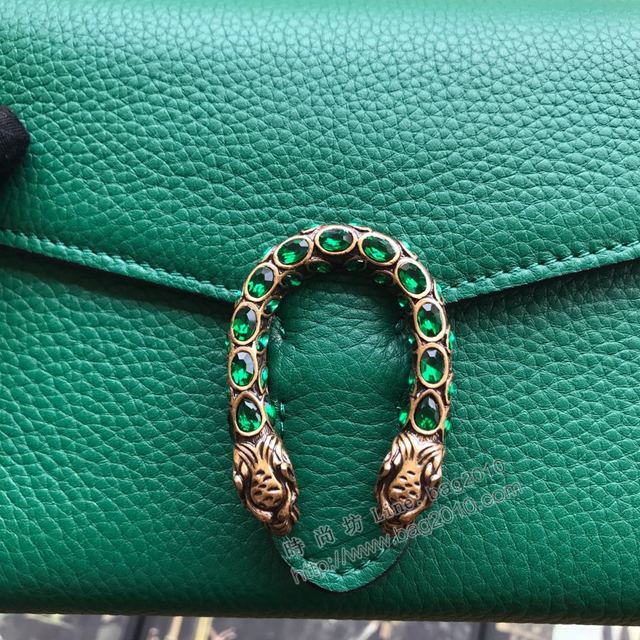 Gucci包 古馳女包 401231綠全皮 Gucci真皮鏈式迷你手袋 Gucci酒神包  gudj1280